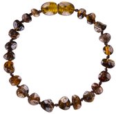 Wild Sun Barnsteen Armband Volwassene - Amber Enkelbandje Kind - Baltische Barnsteen – 19 cm - Dark green