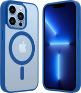 ShieldCase geschikt voor Apple iPhone 13 Pro Magneet hoesje transparant gekleurde rand - blauw - Shockproof backcover hoesje - Hardcase hoesje - Siliconen hard case hoesje met Magneet ondersteuning