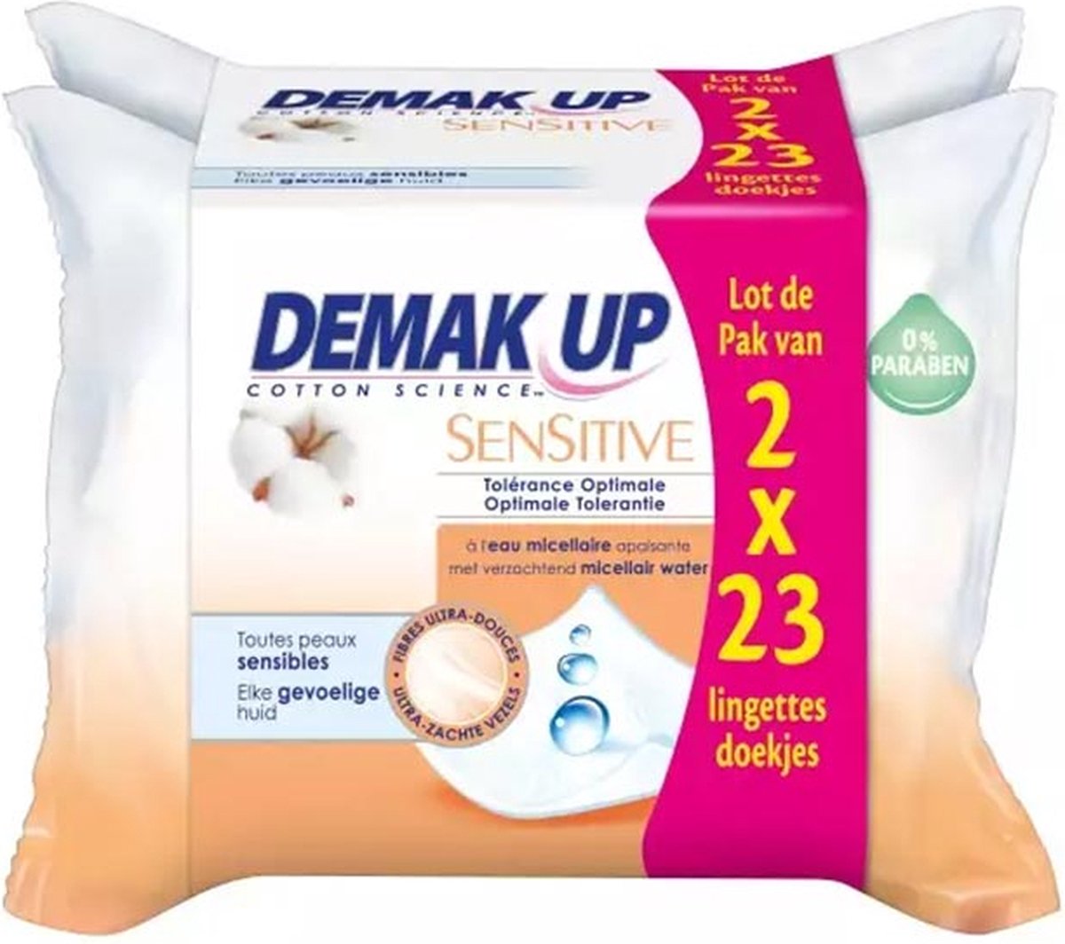 Demak'Up Sensitive Reinigingsdoekjes Make-up Remover - 2x23 stuks