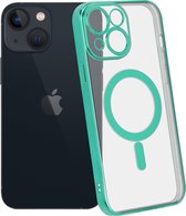 ShieldCase geschikt voor Apple iPhone 13 Mini hoesje transparant Magneet metal coating - groen - Shockproof hoesje - Extra robuuste rand - Beschermhoesje - Shockproof Hardcase - Transparant doorzichtig hoesje