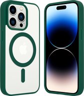 ShieldCase geschikt voor Apple iPhone 14 Pro Magneet hoesje transparant gekleurde rand - groen - Shockproof backcover hoesje - Hardcase hoesje - Siliconen hard case hoesje met Magneet ondersteuning