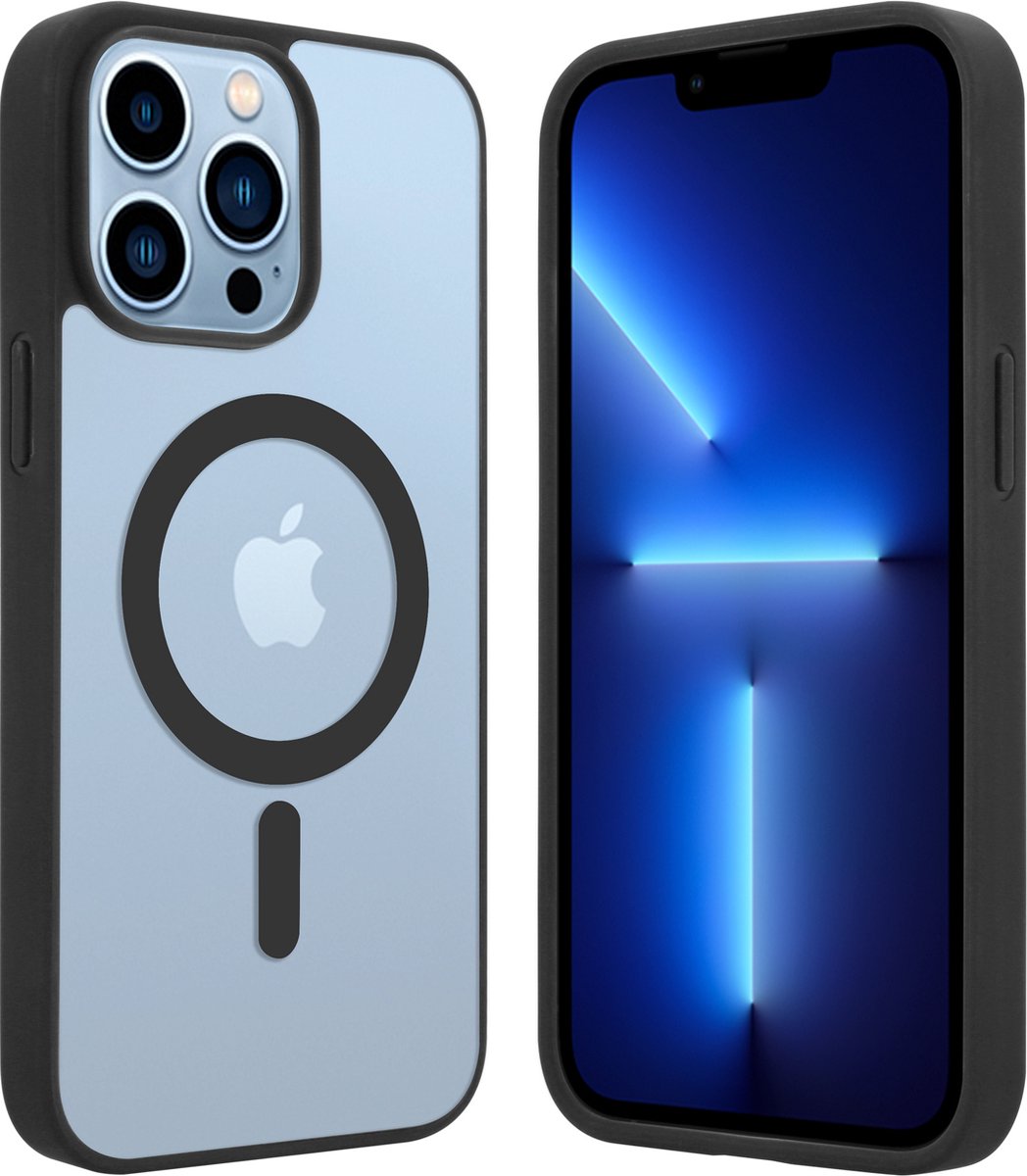 ShieldCase geschikt voor Apple iPhone 13 Pro Max Magneet hoesje transparant gekleurde rand - zwart - Shockproof backcover hoesje - Hardcase hoesje - Siliconen hard case hoesje met Magneet ondersteuning