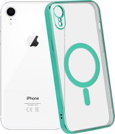 ShieldCase geschikt voor Apple iPhone Xr hoesje transparant Magneet metal coating - groen - Backcover hoesje magneet - Doorzichtig hoesje met oplaad functie