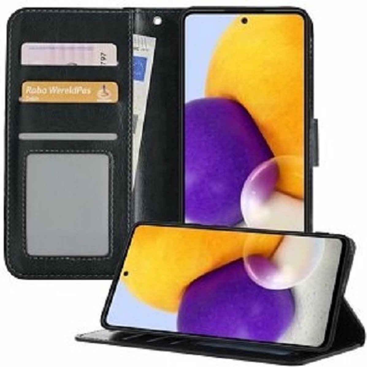 Samsung Galaxy A72 Hoesje Met Pasjeshouder Bookcase Zwart