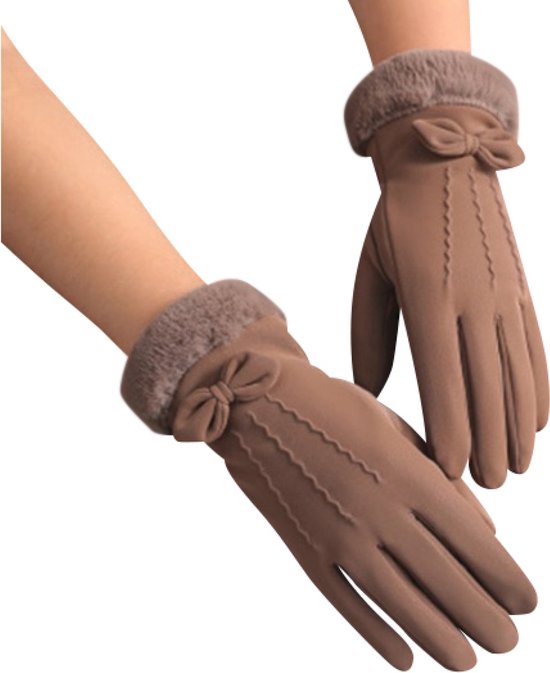 Hidzo Handschoenen - Dames - Bruin - Maat S/M - Touchscreen