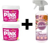 The Pink Stuff 2x 500 gr + 1x Fabulosa Shimmering Shower - Fabulosa Passion Fruit  - Allesreiniger - Schoonmaakmiddel - Inclusief gratis sample - Vegan
