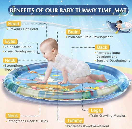 Waterspeelmat - Baby Gym -Speelkleed- Watermat - Baby Speelgoed -Speelmat Baby - Watermat Rond - Waterspeelgoed - Tummy Time - Babyshower