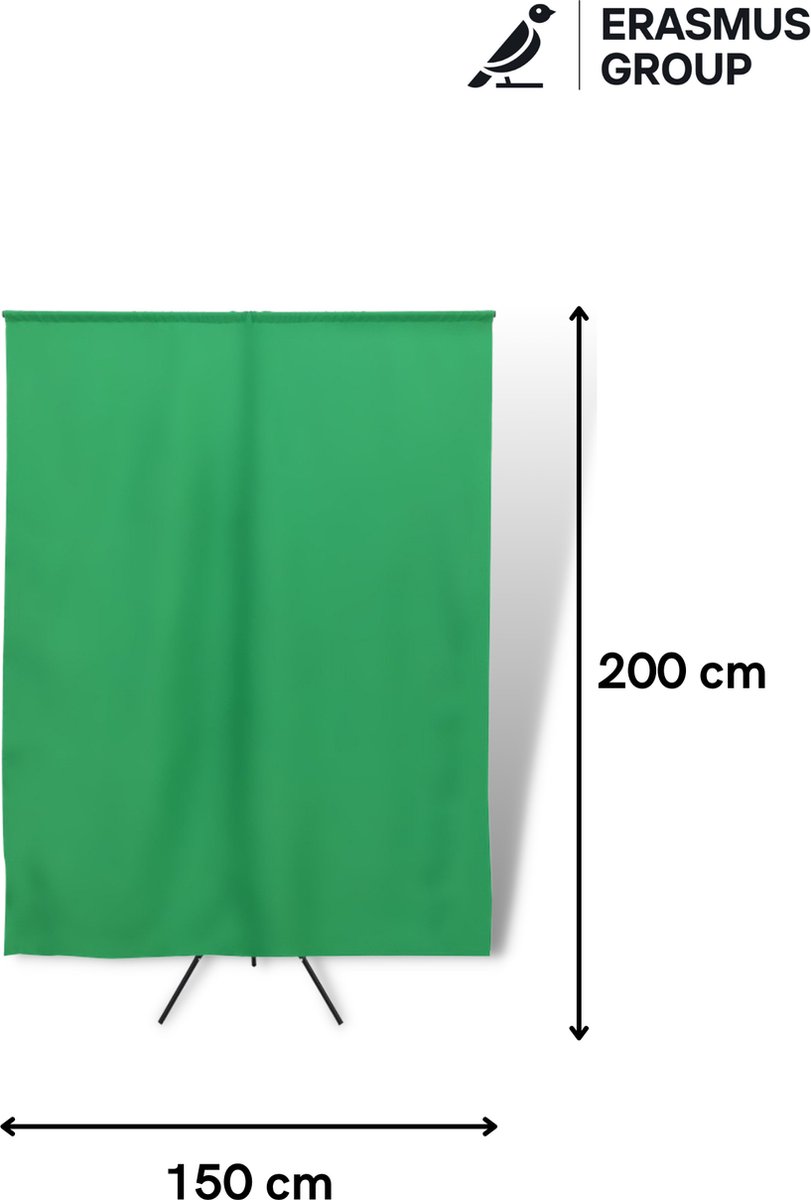 Erasmus Premium Green Screen Statief & Doek Groen 200 x 150 cm