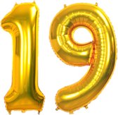 Ballon Feuille Numéro 19 Ans Or Anniversaire Décoration Hélium Numéro Ballons Décoration De Fête Avec Paille - 86cm