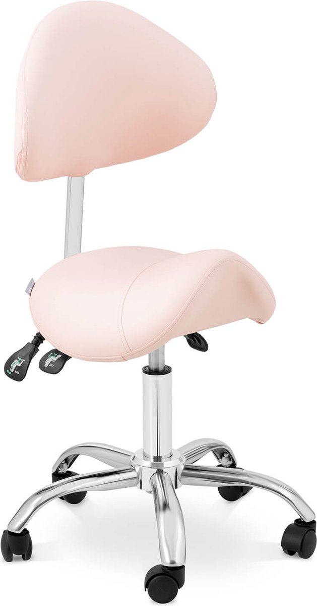 Goedkoopste physa - Zadel stoel - In hoogte verstelbare rugleuning en zitting - 55-69 cm - 150 kg - Roze, Zilver