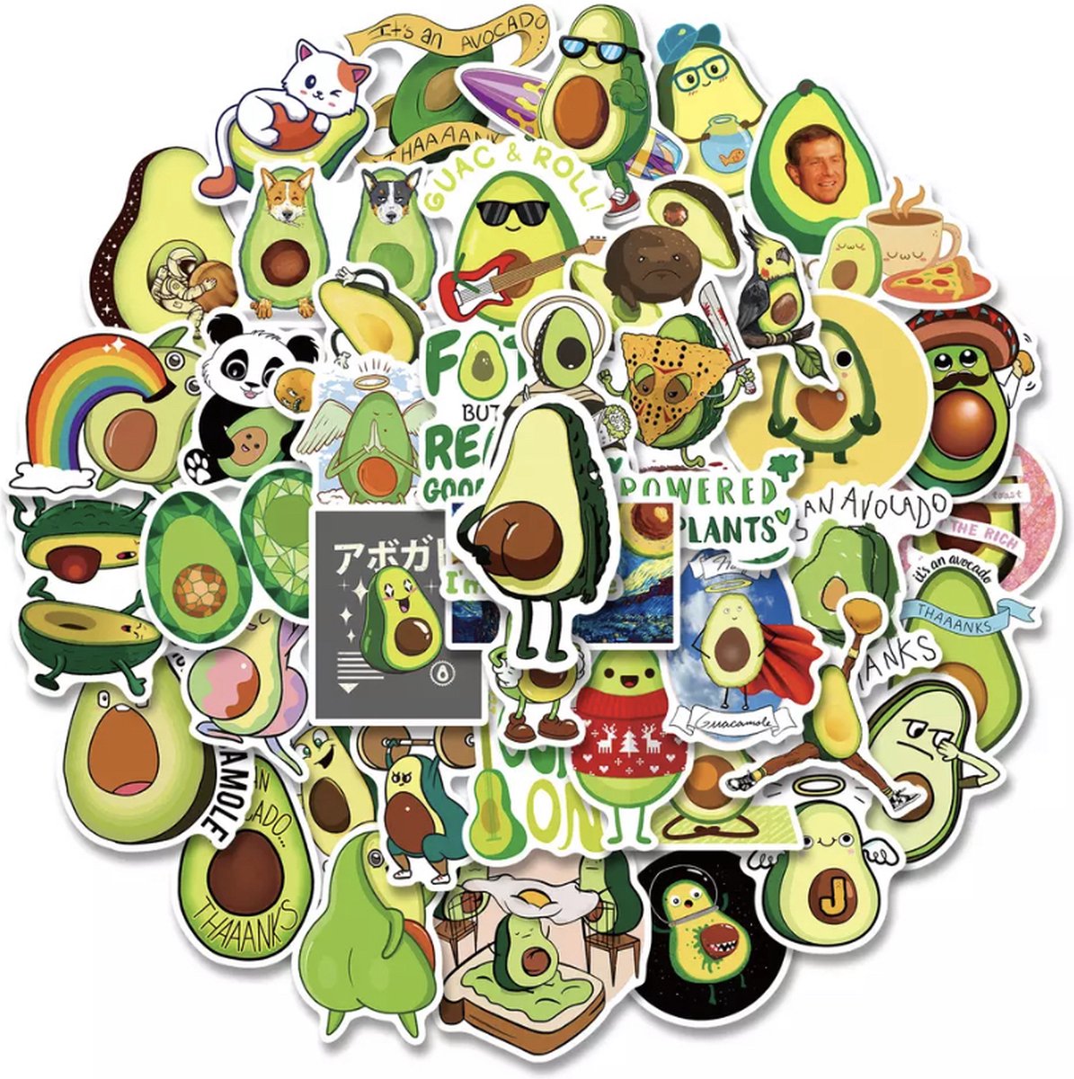 Avocado Stickers 50 Stuks | Grappige Stickers | Thema Avocado | Laptop Stickers | Decoratie | Stickers | Stickers | Stickervellen | Quote Plakstickers | Stickers Bullet Journal | Planner Stickers