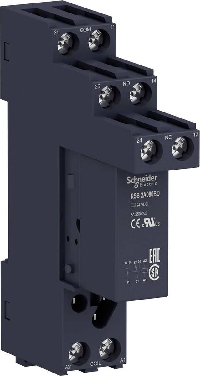 Schneider Electric RSB2A080BDS Steekrelais 24 V/DC 8 A 2x wisselcontact 1 stuk(s)