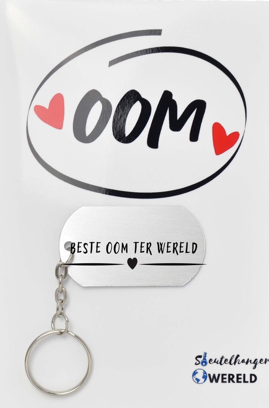 Beste oom ter wereld Sleutelhanger inclusief kaart - oom cadeau - cadeaupakket - verjaardag - Leuk kado voor je oom om te geven - 2.9 x 5.4CM