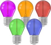 Gekleurde LED kogellamp - 5-pack - E27 - 1W - 220-240V