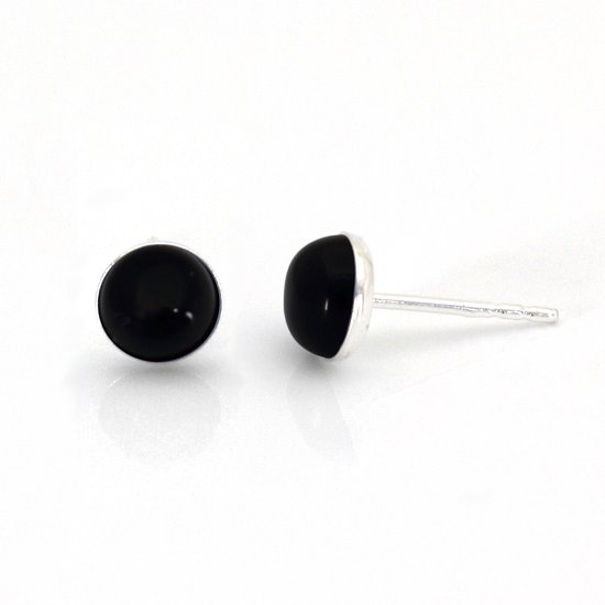 ARLIZI 2130 Oorbellen zwart onyx cabochon oorstekers - sterling zilver