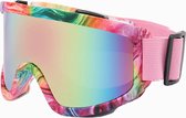 Skibril- Snowboardbril anti condens UV 400 (Roze)