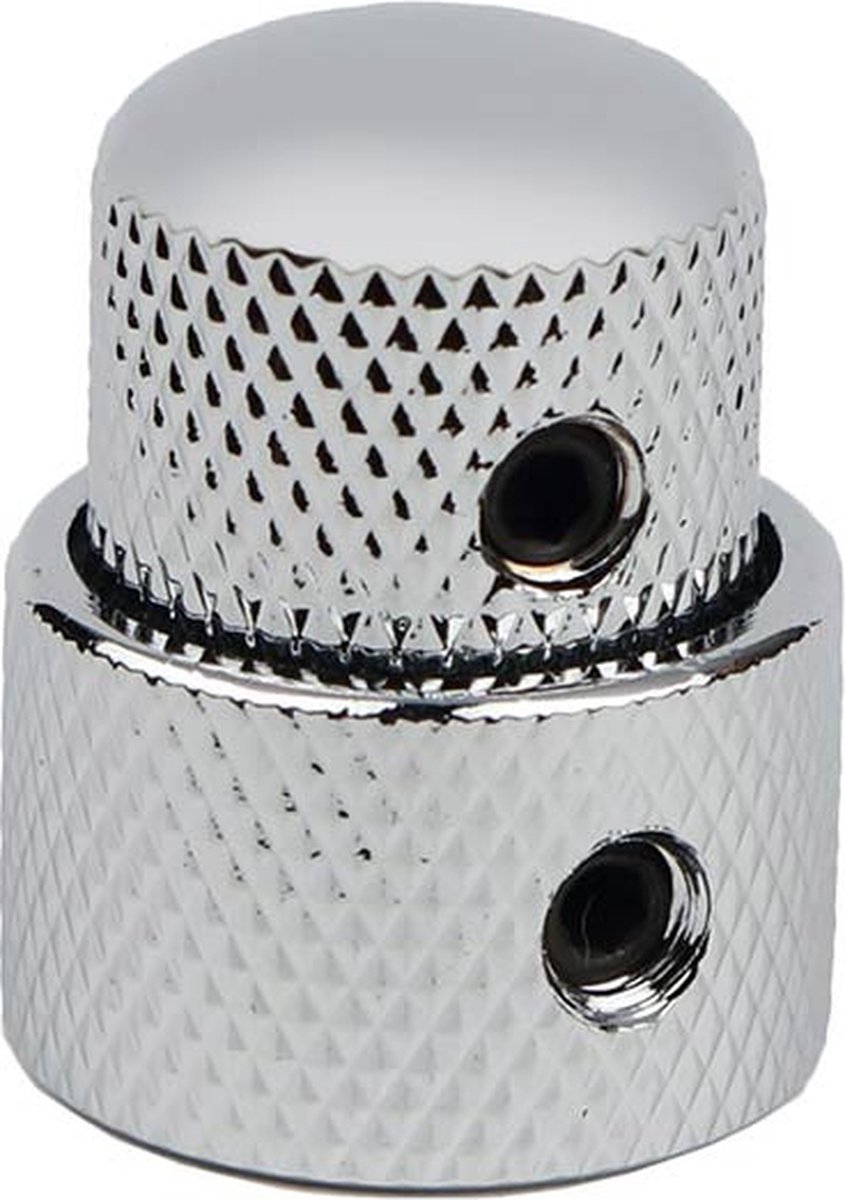 double dome knob, metal, 15x14 + 19x12mm, with set screws allen type, shaft size 6,0 + 8,0, chrome