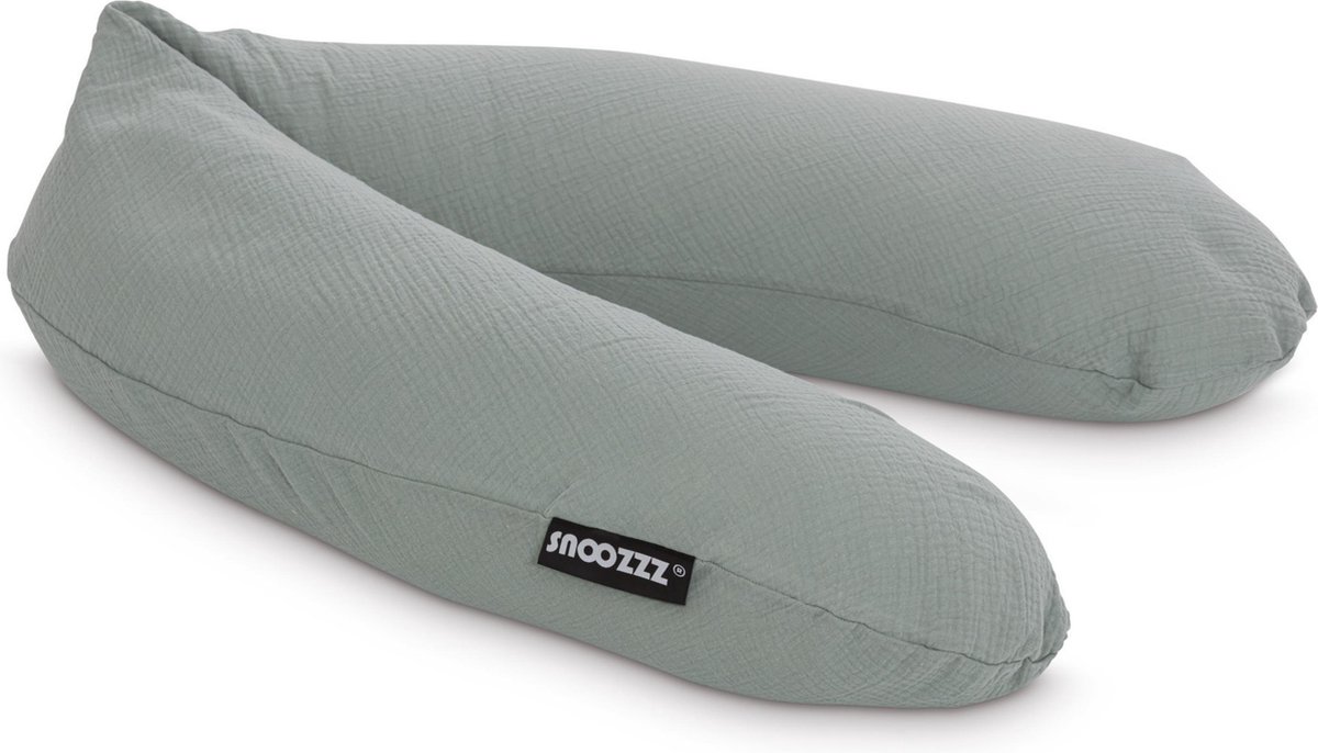 Goedkoopste Snoozzz Zwangerschapskussen Zijslaapkussen Lichaamskussen Premium kwaliteit - 185 cm - microparel vulling- luxe draagtas - afneembare hoes van Hydrofiel katoen - Stone