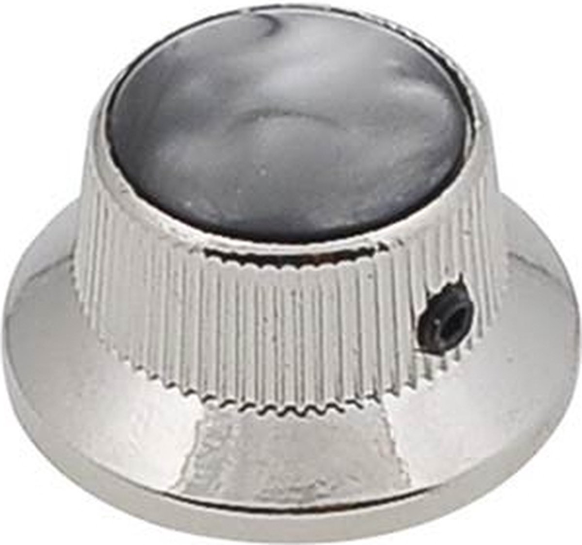 bell knob with black pearl inlay, nickel