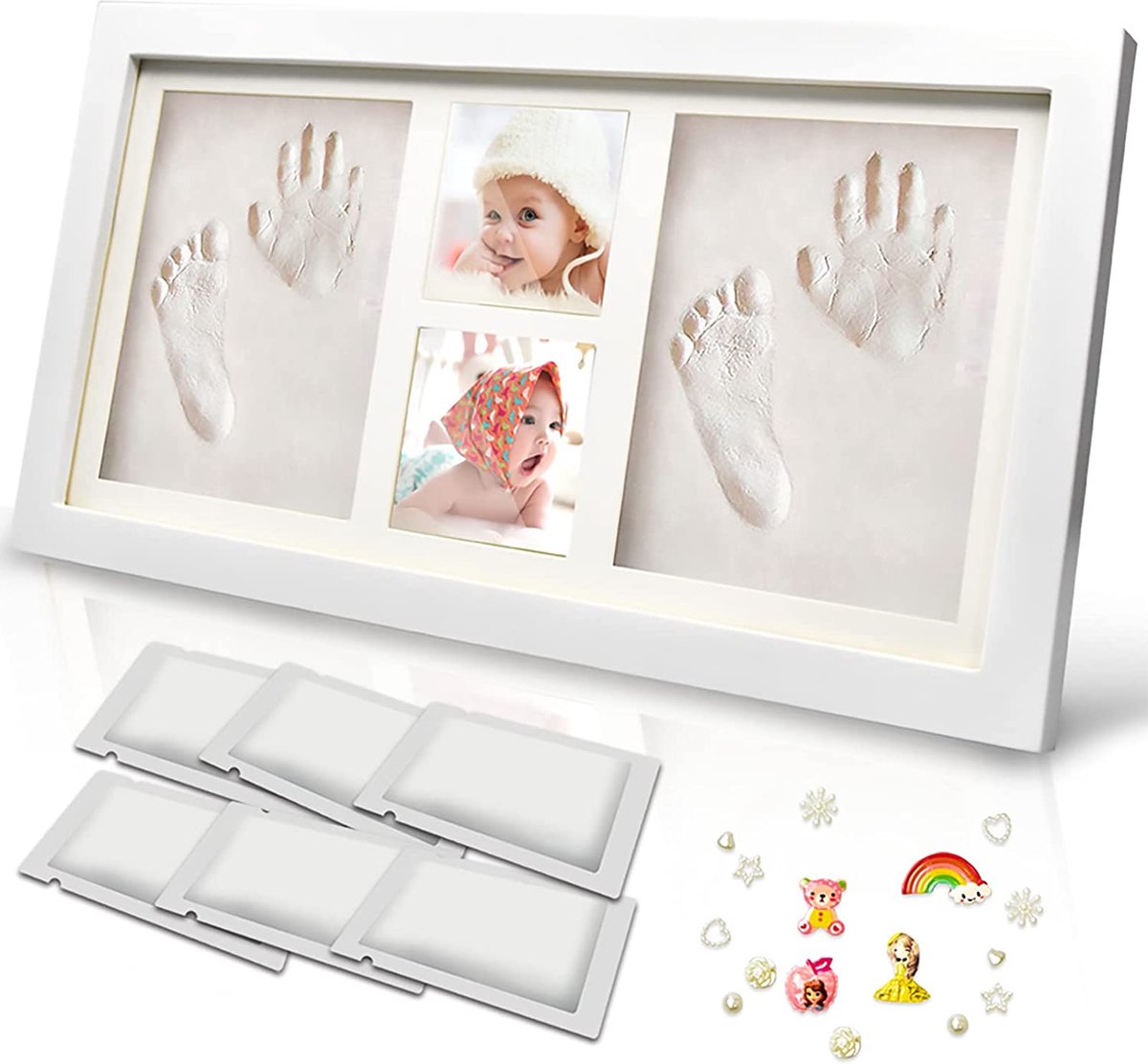 Goedkoopste Baby Fotolijstje met Klei Afdruk Gipsafdruk baby - - Kraamcadeau jongens Kraamcadeau meisjes – Pasgeboren Baby – Geboortecadeau afdrukkenset