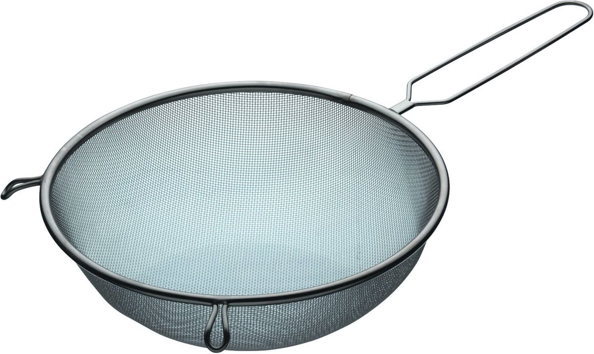 KC Blue Grote Passeerzeef in Roestvrij Staal met Ingebouwde Steunen - 25 centimeter (10”) - Zilver