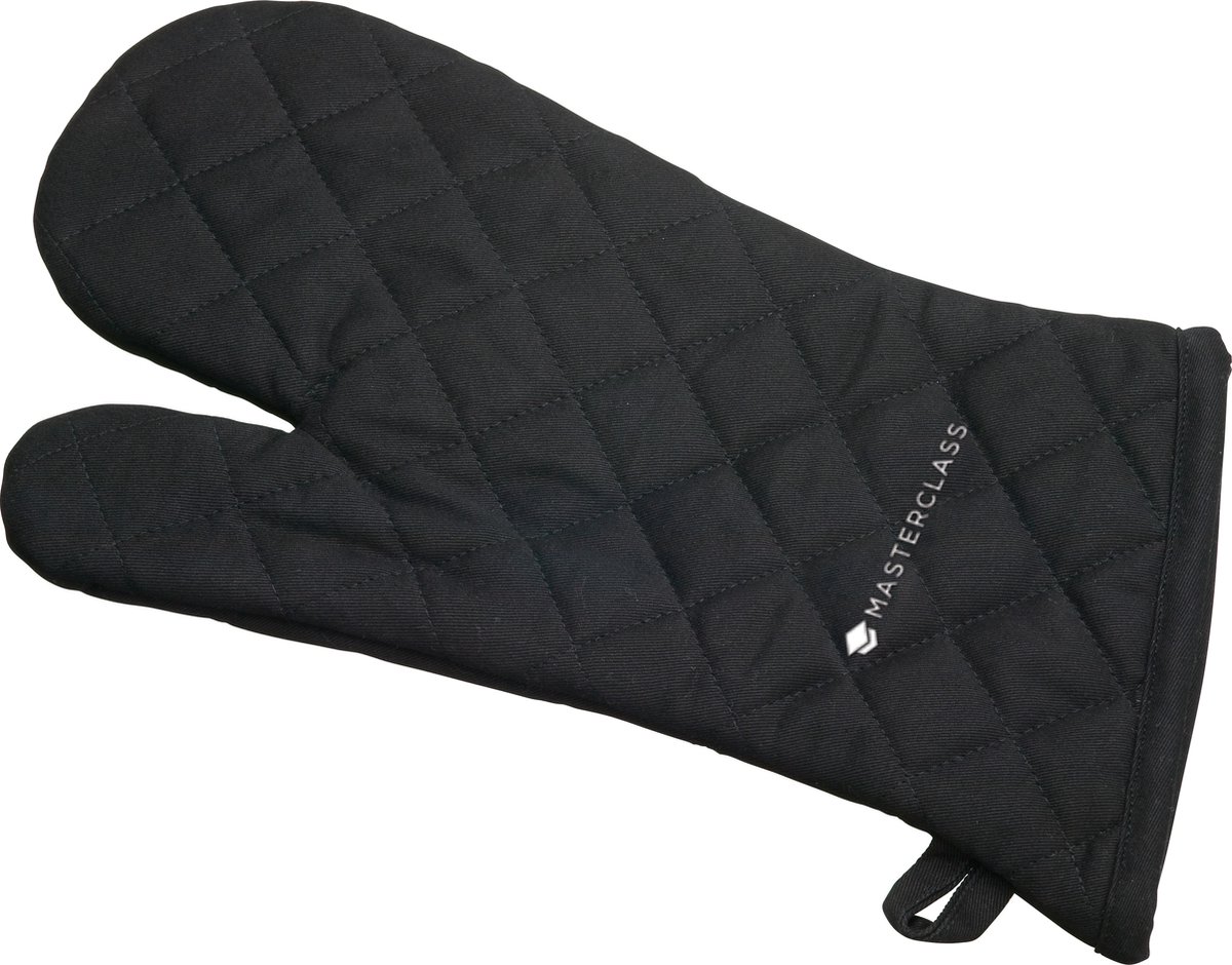 KitchenCraft MasterClass Deluxe Professionele Zwarte Enkele Ovenhandschoen - 33 x 17 x 2 Centimeter Zwart MCGLOVEBLK