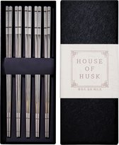 House of Husk Chopsticks Set - Koreaanse Eetstokjes - Vaatwasserbestendig - RVS - 5 Paar - Lux Zilver