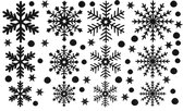 Muur/raamstickers kerststerren zwart - 57 delig - statisch vinyl - herbruikbaar - raamdecoratie - kerst