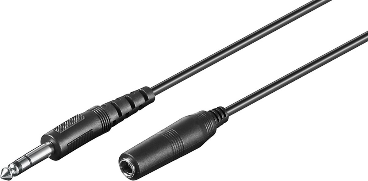 6,35mm Stereo Jack Verlengkabel - 3 meter - Zwart