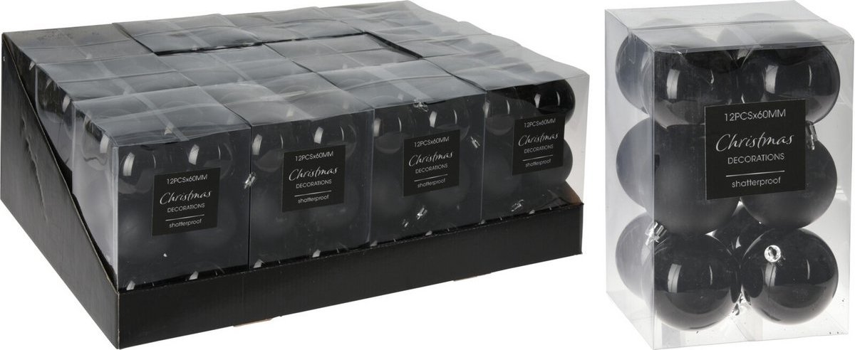 12 stuks Mondexx Kerstballen - 6 cm - Zwart