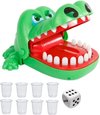 Afbeelding van het spelletje Ariko Krokodil met kiespijn - Drankspel - Drinking Game - Shot spel - Bijtende Krokodil Spel - 8 Shotglaasjes + 1 dobbelsteen
