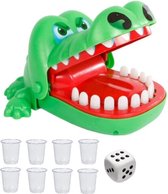 Ariko Krokodil met kiespijn - Drankspel - Drinking Game - Shot spel - Bijtende Krokodil Spel - 8 Shotglaasjes + 1 dobbelsteen