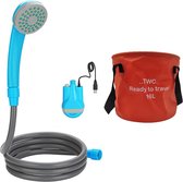 Campingdouche set - incl. opvouwbare emmer 16L