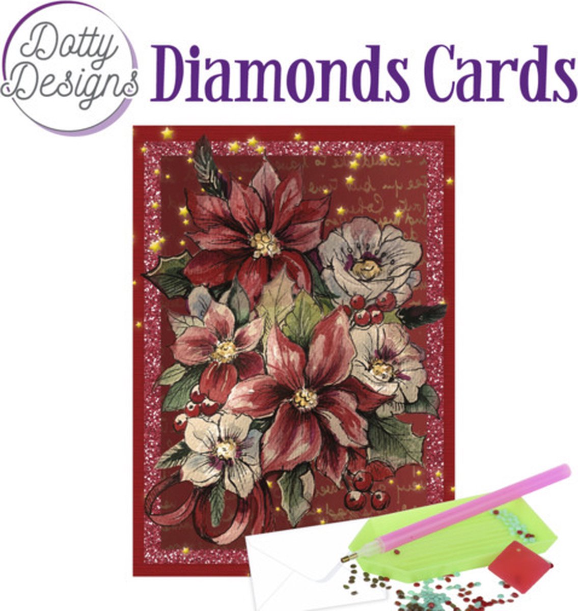 D0tty Design® - Set van 5 diamond painting easel kerstkaarten