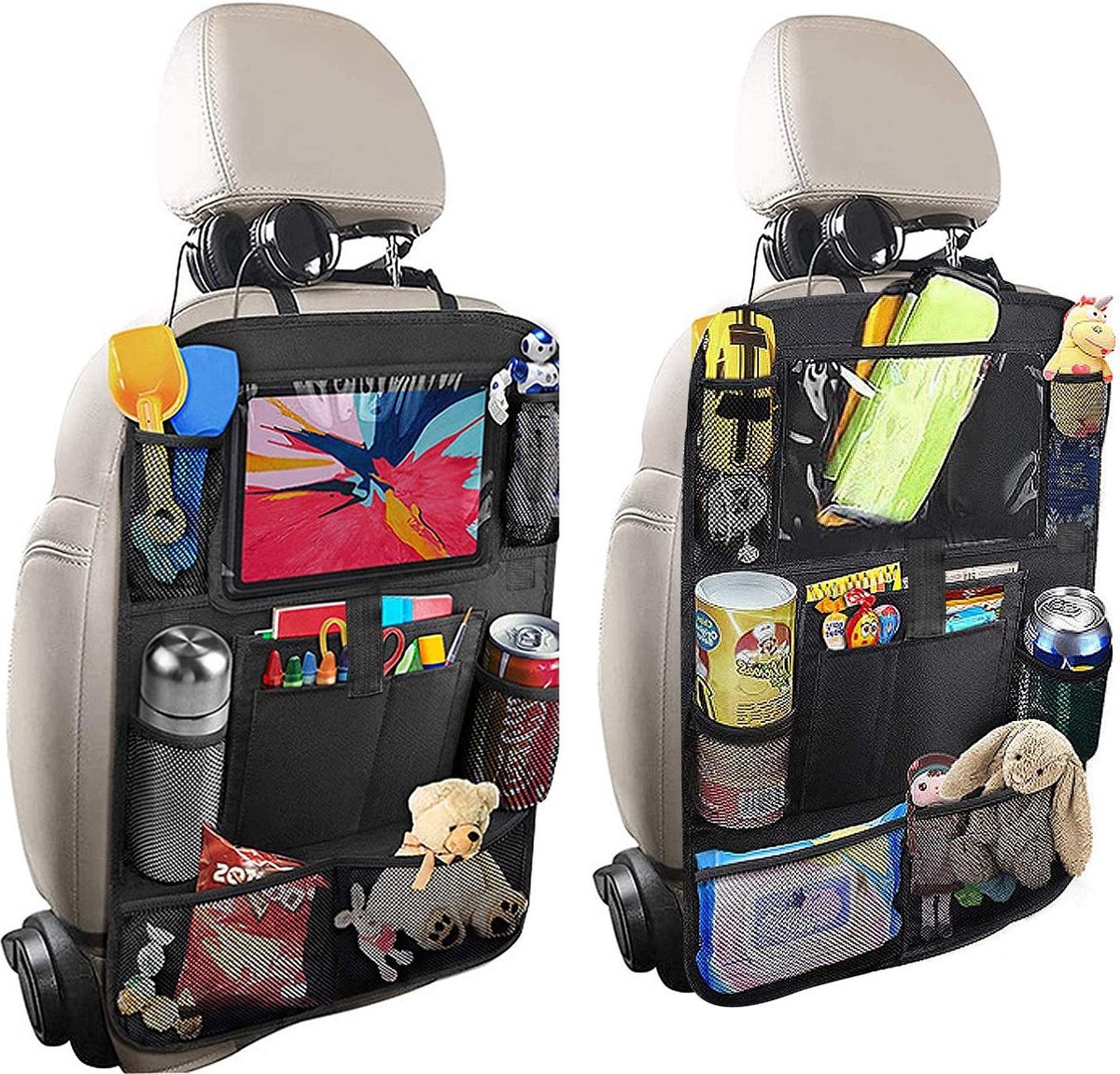 Auto Organizer - Premium luxe & stevige autostoel organizer met tablet houder - 2 Stuks - Autostoel Organizer - Extra Opbergruimte
