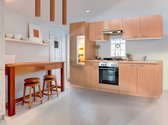 Goedkope keuken 270  cm - complete keuken met apparatuur Gerda  - Beuken/Beuken   - elektrische kookplaat    - afzuigkap - oven    - spoelbak