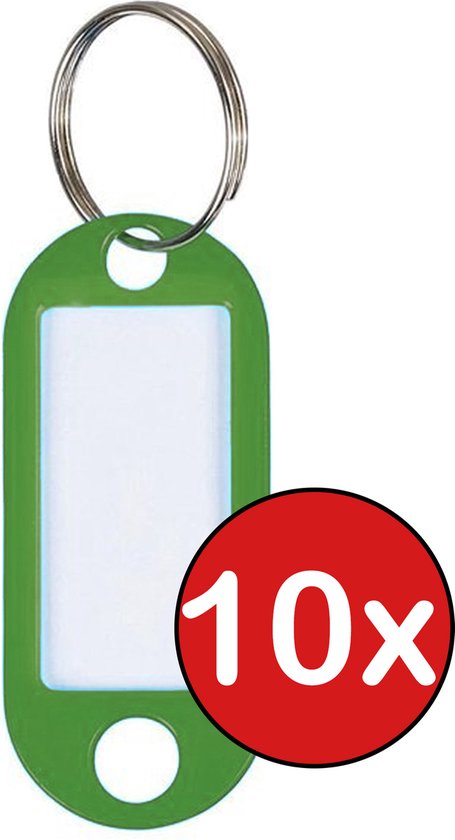 Foto: Sleutellabels sleutelhanger bagagelabel sleutellabel gekleurde naamlabels label groen 10 pack