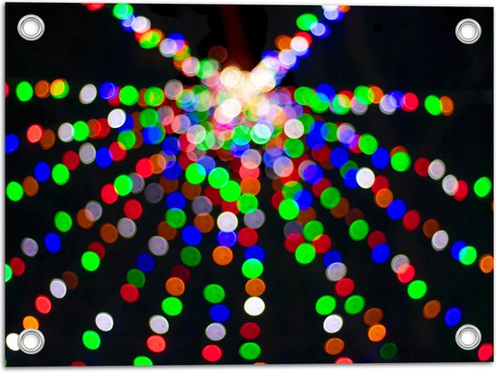 WallClassics - Tuinposter – Gekleurde Lichtstippen - 40x30 cm Foto op Tuinposter  (wanddecoratie voor buiten en binnen)
