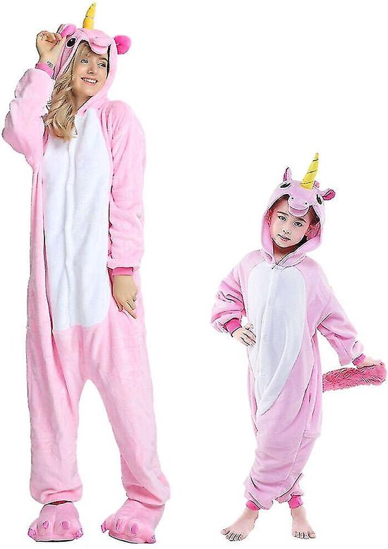 Leuke Dieren Onesie - Lichtroze Eenhoorn - Maat S (150-156) - Pyjama - Jumpsuit - Kostuums - Pyjama's - Nachtkleding - Themafeest - Verkleedkleding - Carnavalskleding - Dames - Heren- Kinderen - Volwassenen - Halloween