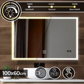 GoodVibes - Miroir LED - Klok Digitale - Ecran Tactile - Dimmable - Enceinte Bluetooth - 100 x 60 CM