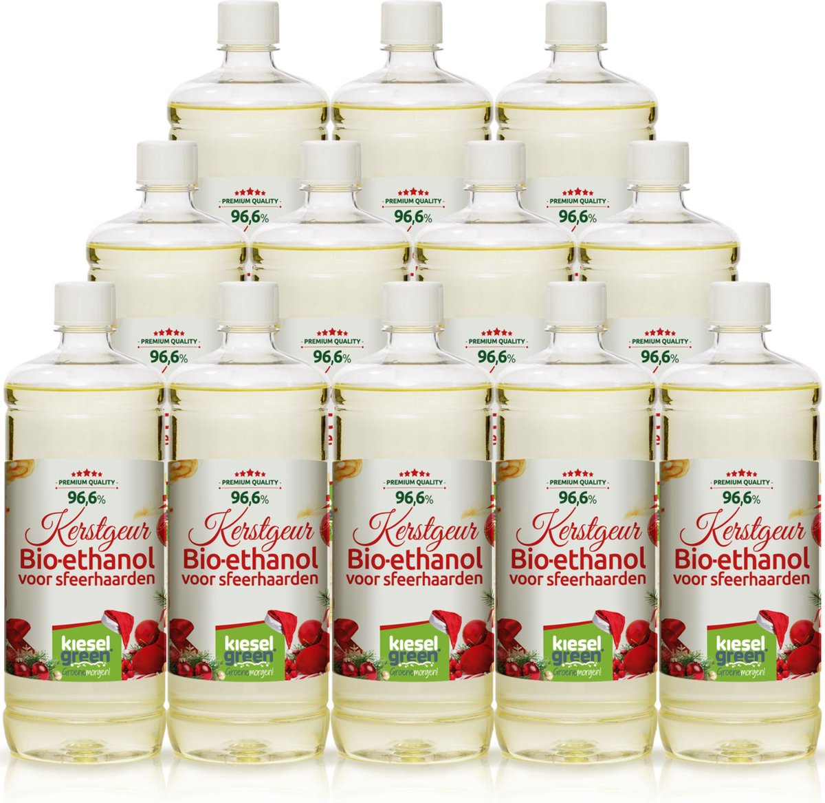 Premium -Bio-ethanol met Kerstgeur - Bioethanol - biobrandstof -12x1 liter