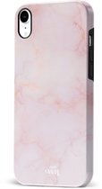 xoxo Wildhearts Marble Dusty Pink - Double Layer - Hardcase hoesje geschikt voor iPhone Xr hoesje roze - Roze shockproof case geschikt voor Apple iPhone Xr hoesje marmer - Roze