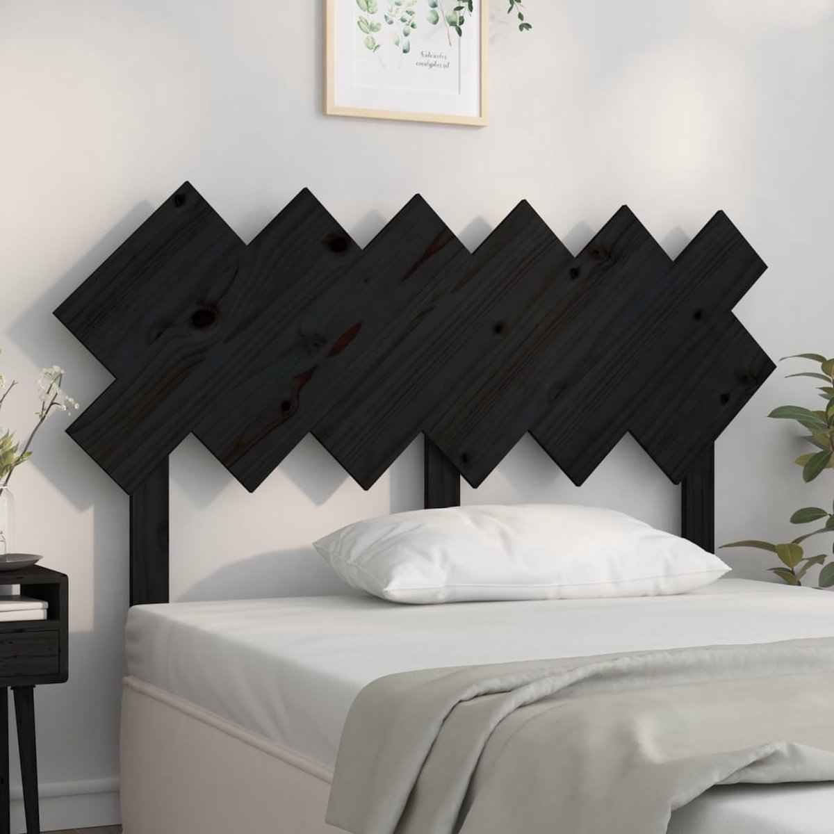 Prolenta Premium - Hoofdbord 132x3x81 cm massief grenenhout zwart