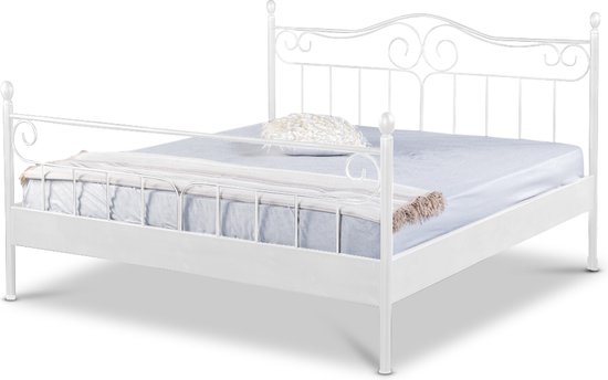 Bed Box Wonen - Virginia metalen bed - Wit - 160x220