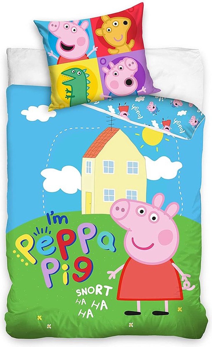Dekbedovertrek I am Peppa Pig 140 x 200 cm katoen 65 x 65 cm