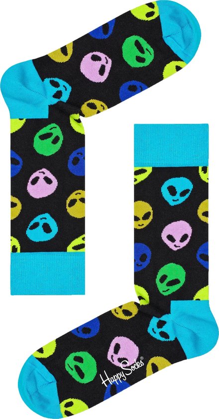 Happy Socks Alien sokken - Maat 41/46 - Blauw/Zwart - 1 Paar