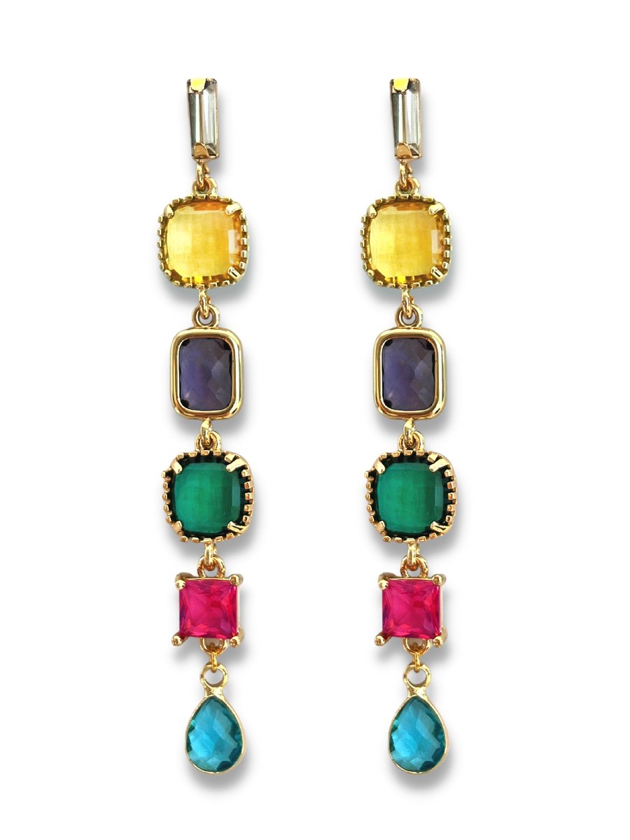 Zatthu Jewelry - N22FW555 - Jona multicolor oorbellen kristal