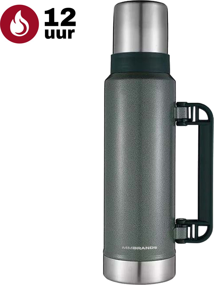 MM Brands Thermosbeker 1 Liter - Thermos Kan - Isoleer Fles - Travel Mug - Groen