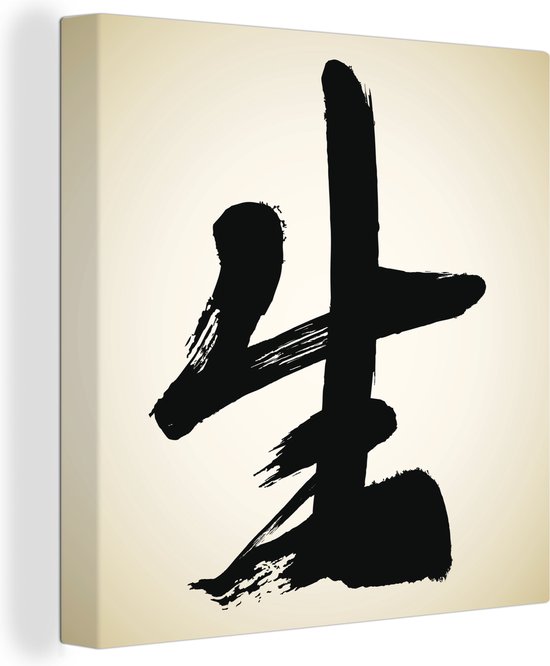 Caractère chinois pour la vie sur toile 20x20 cm - petit - Tirage photo sur toile (Décoration murale salon / chambre)