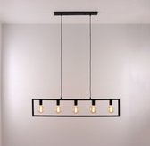 Freelight Distesa hanglamp - zwart frame - 120cm - 5x E27 - zwart